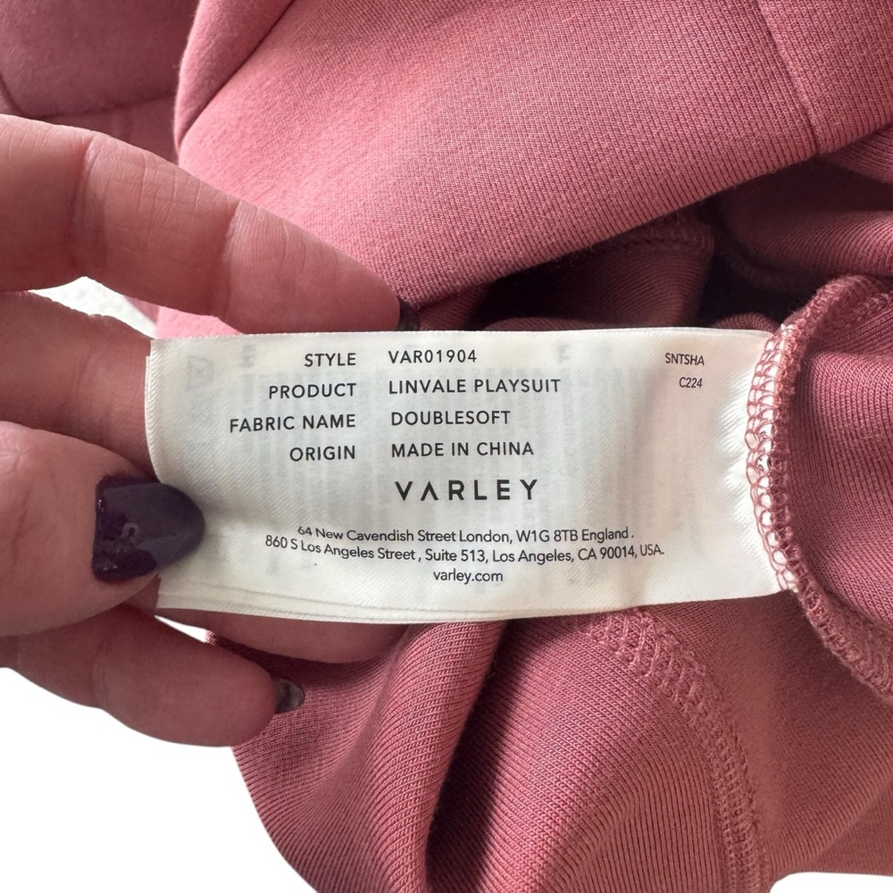 Varley - DoubleSoft Linvale Sleeveless Zip Front Playsuit Pink Sz S - Picture 9 of 11